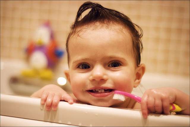 Little Child is Brushing Teeth