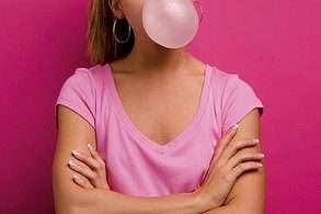 Girl is Inflating Ball By Bubblegum