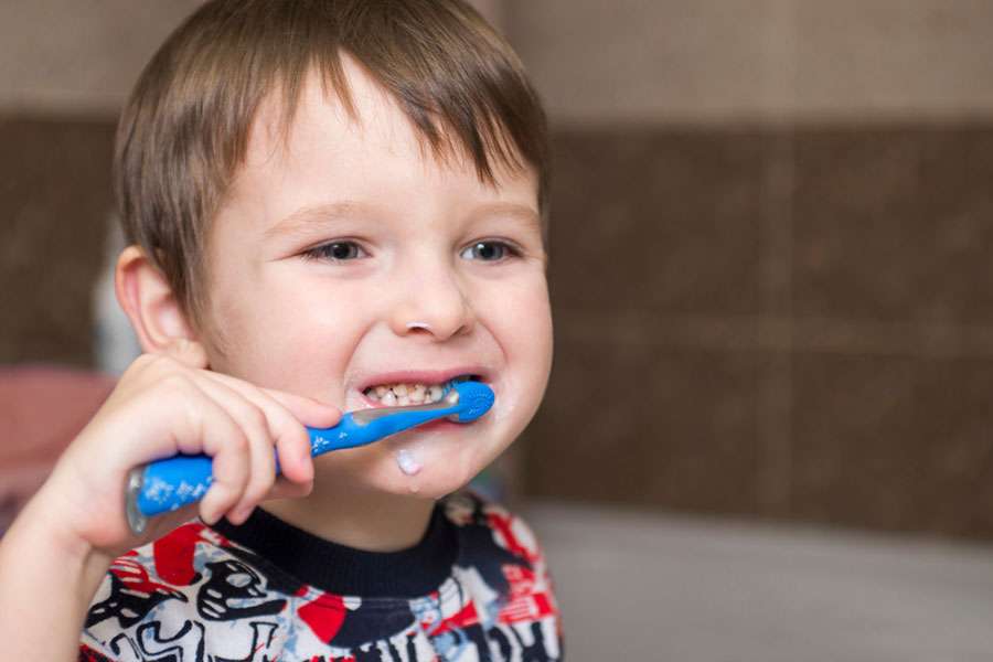 Little Boy is Brushing His Teeth